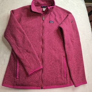 Patagonia Better Sweater Women's Large Fusia Pink Full-zip Zip Pockets EUC